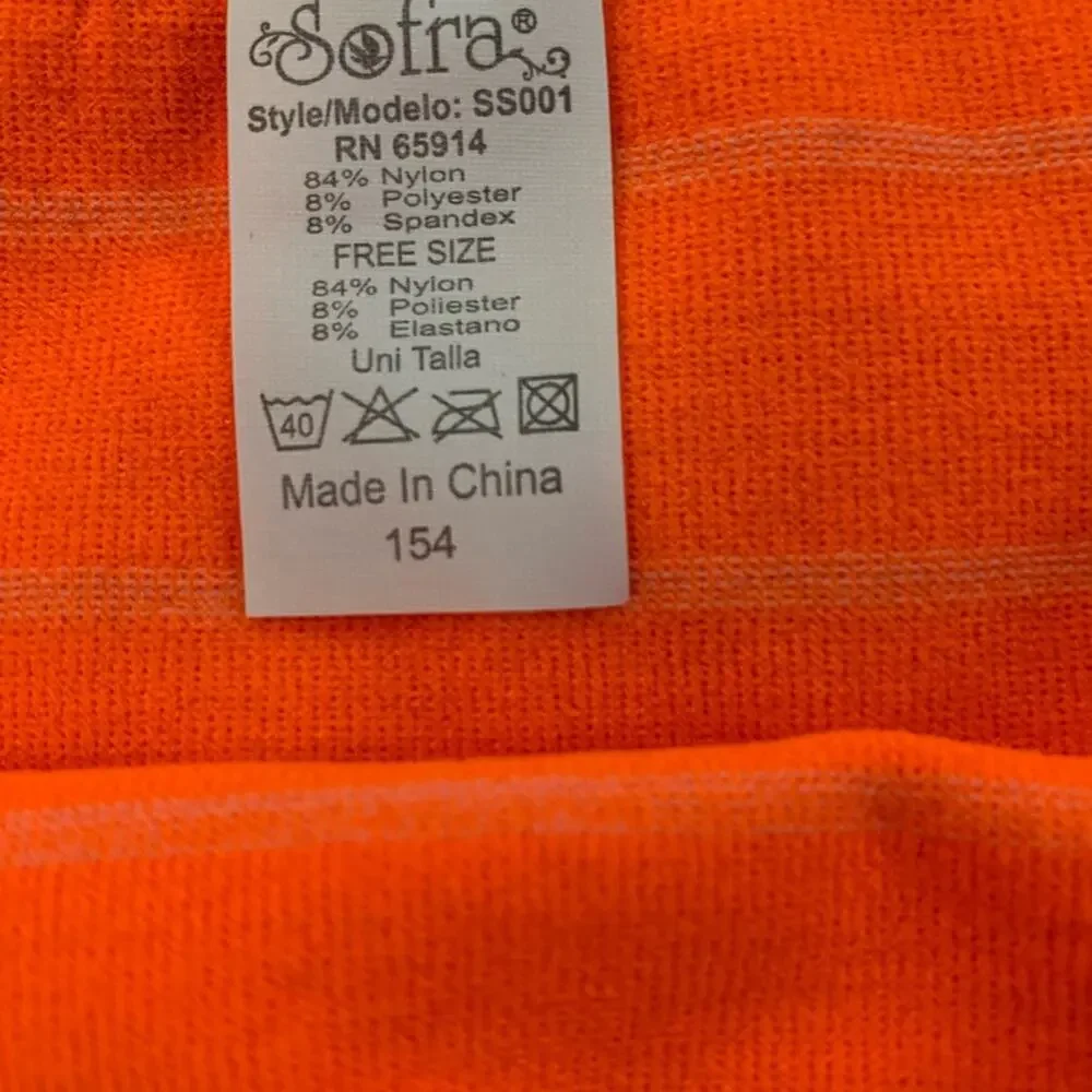 Sofra Neon Orange Stripe Mini Skirt ONE SIZE